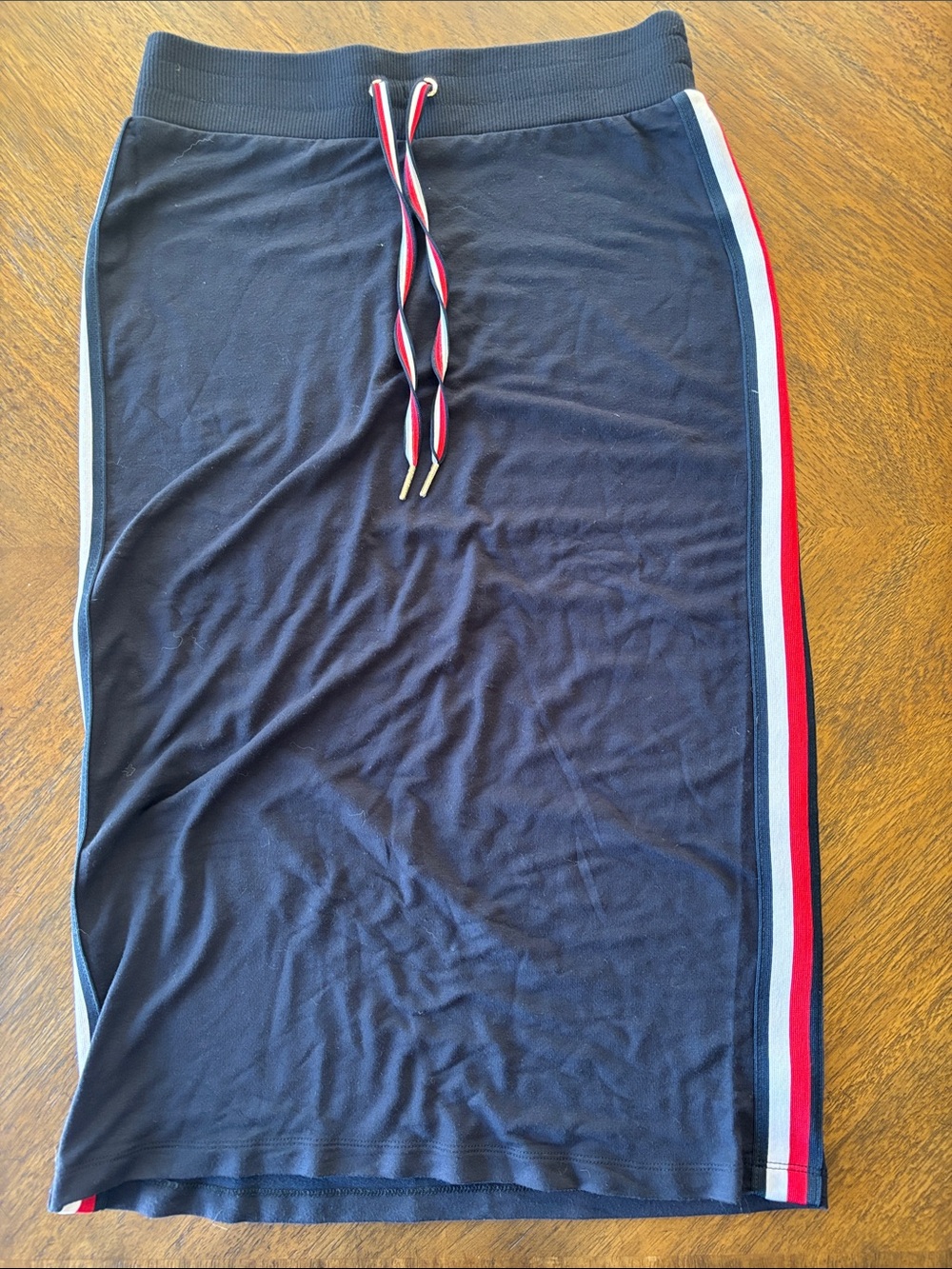 Tommy Hilfiger Navy Midi Skirt with Red & White Trim